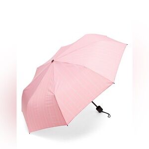 Victoria's Secret Compact Travel Umbrella Iconic Stripes Pink/White- NWT